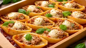 Большие ракушки с мясной начинкой